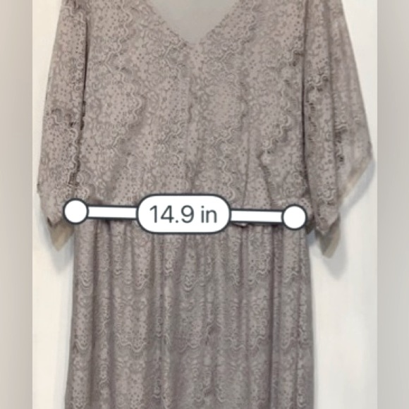 Alfani XL Blouson Midi Gray Lace overlay with Gray Lining Blouson with V-neck - Picture 5 of 11